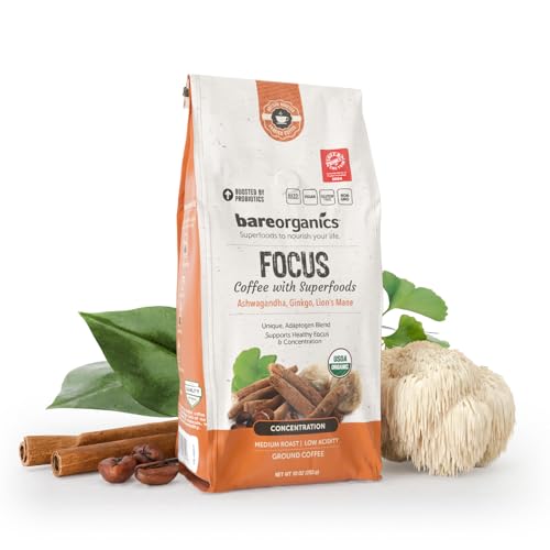 Focus Coffee with Superfoods - Organic Probiotic Mushroom Ground Bagged