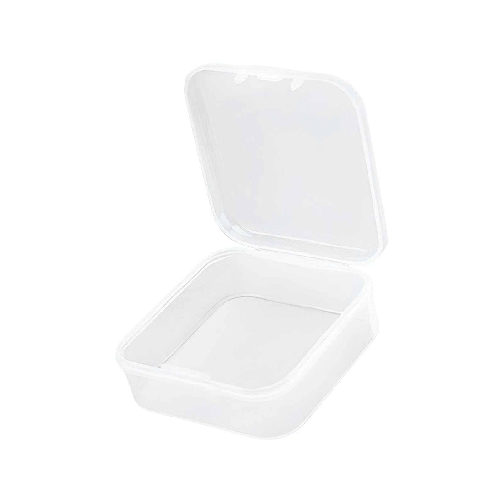 jojomis Small Clear Beads Storage Container Box with Hinged Lid for Jewelry, Crafts, Hardware, 1.50x1.50x0.71 inch