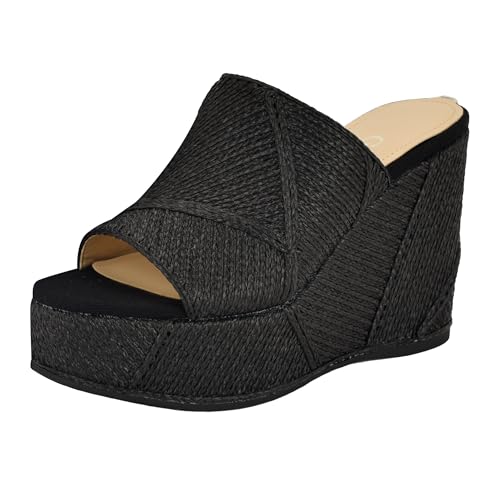 Guess Women's Evenz Wedge Espadrille, Black 001, 7
