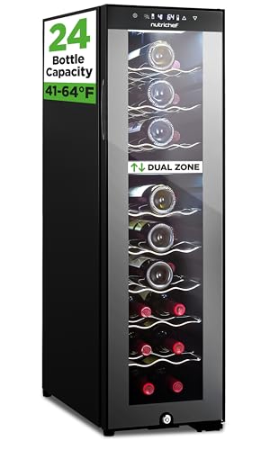 Nutrichef 24 Bottle Wine Fridge - Dual Zone Wine Chiller
