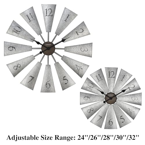 CLXEAST-30-Inch-Large-Farmhouse-DIY-Windmill-Decor-Wall-Clock-Adjustable-Size-2426283032-24-Inch-Wall-Clock-for-Living-Room-DecorWall-Art-Decor-Galvanized-Plastic CLXEAST 30 Inch Large Farmhouse DIY Windmill Decor Wall Clock Adjustable Size 2426283032 24 Inch Wall Clock for Living Room DecorWall Art Decor Galvanized Plastic