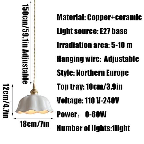 Lampe à suspension céramique avec plafonnier encastré et vis E27 - 7