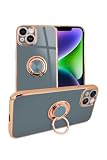 シズカウィル iPhone 14 用 スマホケース スマホリング グリッティア リング付きケース 1個入り ブルーグレー