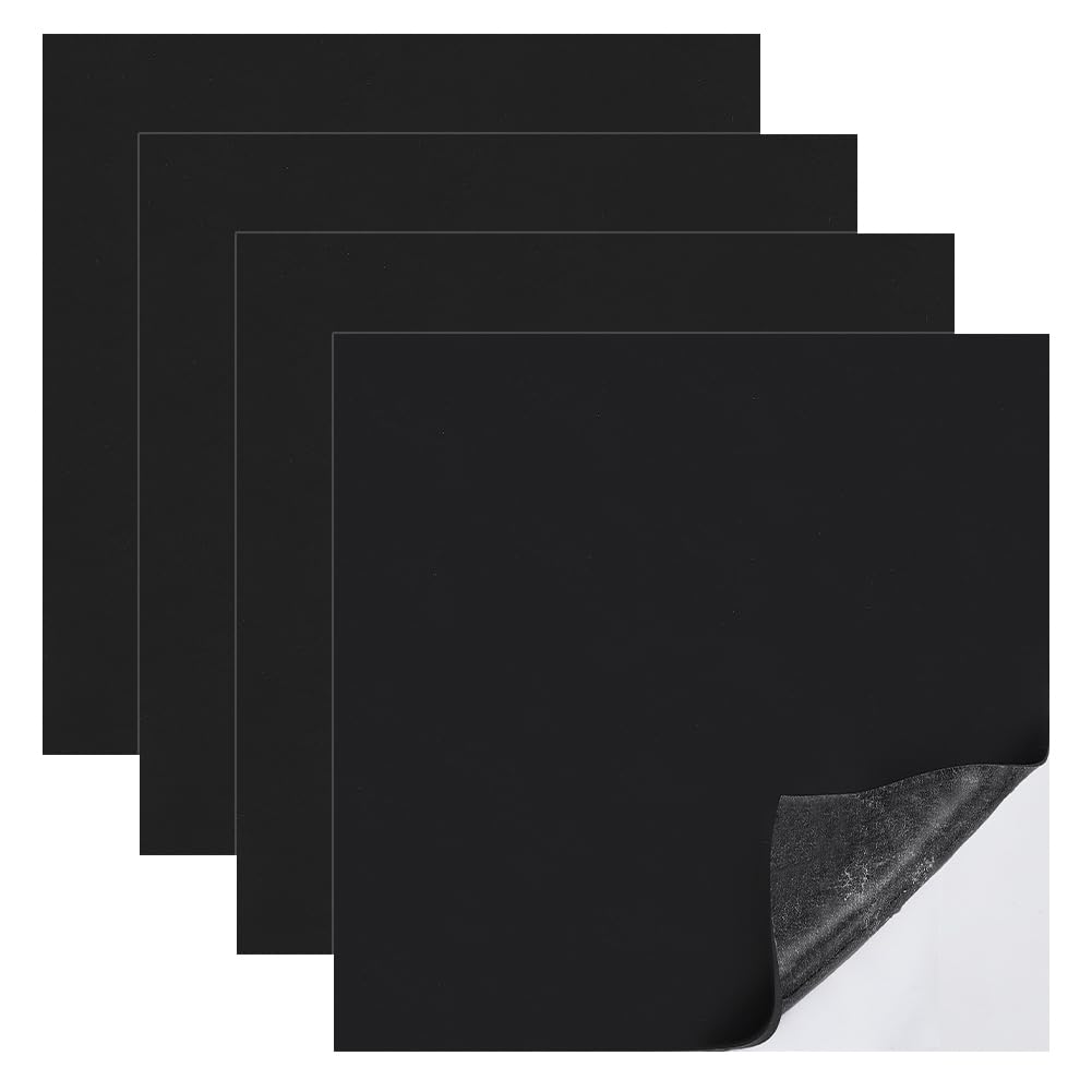 OLYCRAFT 4Pcs Self-Adhesive Rubber Pad Sheet 12x9.1 Inch Black Silicone Rubber Gasket Sheet 1mm Thickness High Temperature Rsistant Rubber Mat for Art Projects and Surface Protection