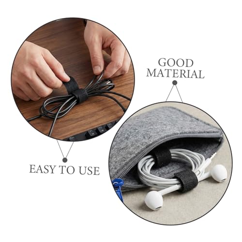 LABRIMP 30 piezas de abrazaderas reutilizables de gancho y lazo para gestión de cables bajo escritorio, organizadores de cables autoadhesivos negros para oficina en casa y electrónica miniatura 3