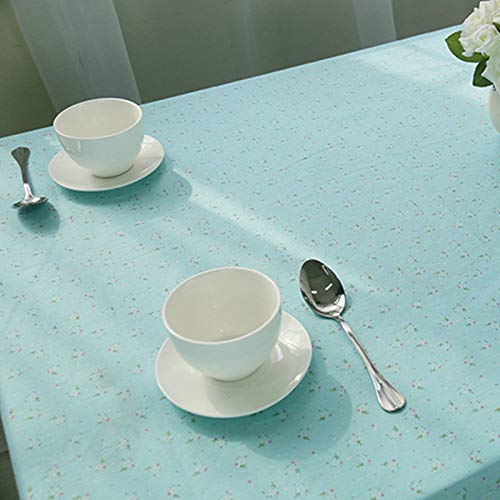 Nappe coton lin bleu moderne 140x140 cm couverture décorative à fleurs