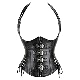 LMSXCT Womens Faux Leather Steel Boned Steampunk Sexy Underbust Waist Belt Corset Vintage Retro Goth