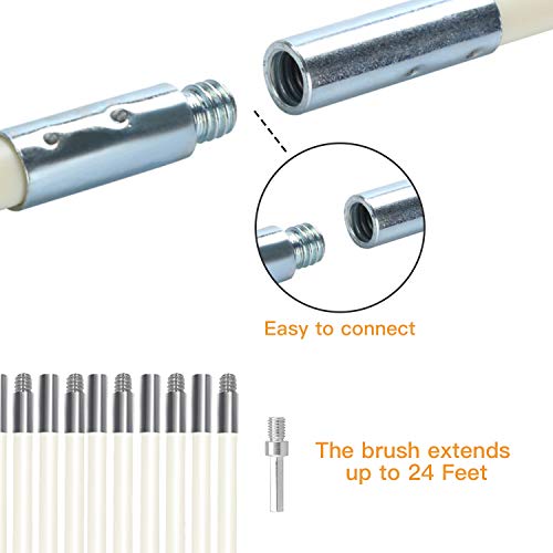 Dryer Vent Cleaner kit, Akamino 24 Feet Dryer Vent Cleaner Brush, Two Synthetic Clean Brush Heads, Includes 18 Flexible Rods, 1 Dryer lint Vent Trap Chimney Cleaners - Thumbnail 6