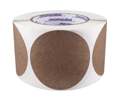 ChromaLabel Permanent Round Kraft Dot Stickers, 500 Labels per Roll, 3 inch