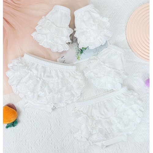 5 Piece Set of Ruffled Lace Panty Diaper Covers for Baby Girls Cotton Toddler White Shorts Underwear4