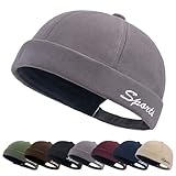 Tiakay Casquette Docker Homme   Casquette sans Bordure Style Marin Skull Ajustable, Casquette de Pêcheur pour Port Quotidien Décontracté & Outdoor, Hip Hop, VTT et Activités D'été (Gris)