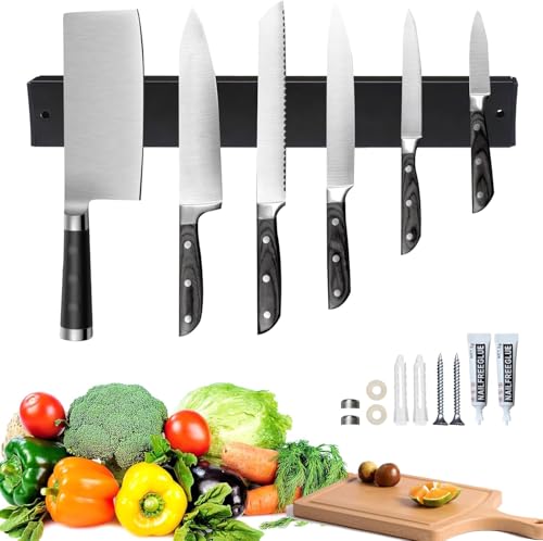 Galerie SV Magnetleiste Messer 30cm, Magnetleiste Messer Selbstklebend, Messerhalter Magnetisch der Ohne Bohren Montiert Werden Kann Messerblock aus Edelstahl für...
