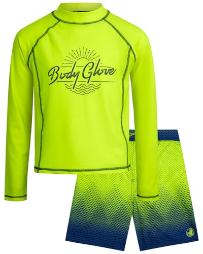 Image of Body Glove Boys Swim Set - 2 Piece Boys Swim Trunks with Rash Guard UV Protection Swimsuit Kids Bathing Suits (Sizes 4-12)