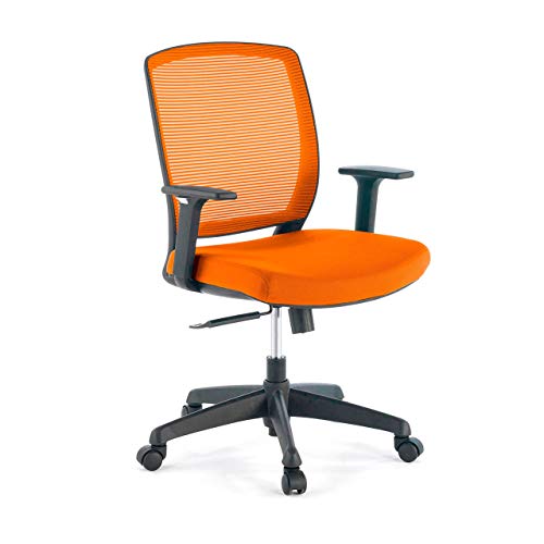 ofiprix | Silla Nicole | Silla de Oficina Giratoria | Silla Escritorio | Respaldo Transpirable | Brazos Ajustables | Ergonómica | Color Naranja