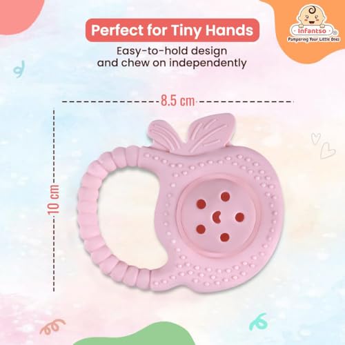 Image of Infantso Soft Rattle Silicone Teether for Baby Teething, Rattle Toy for 0-12 Months, BPA Free Silicone Soothing Baby Teether | BPA Free, Food Grade Soft & Safe Gum Relief Toy