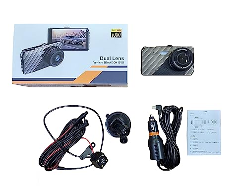 Image of QAWACHH Touch Screen Dash Cam 4 inch 1080P Dual Lens Car DVR Recorder Front and Rear Camera