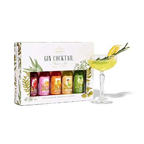 Thoughtfully Cocktails, Premium Gin Cocktail - Mélanges pour Gin - Coffret Cadeau, 70 mL chacun, Lot de 5 (Sans alcool)