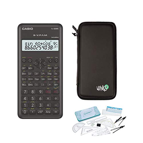 Casio FX-82MS 2 + Extensión de la garantía a 60 meses + SafeCase Funda protectora SafeCase + Kit de geometría de Calcuso