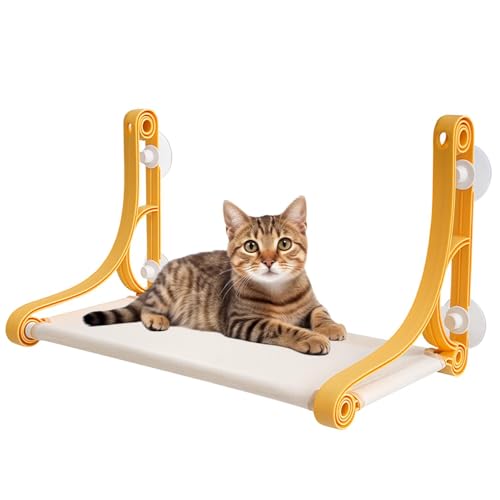 Lifetips チャイニーズ・リーファ 猫用 吸盤式ハンモック 窓辺キャットベッド 吊り下げ 耐荷重12kg 大型猫対応 強力吸盤 安定固定 省スペース 室内用 折りたたみ 洗える 組立簡単 おしゃれ 窓ハンモック 窓用ベッド 吸盤ベッド サンルーム 日