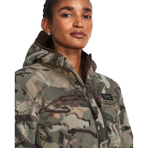Under Armour Women's Rut Windproof Jacket | Silent Microfleece with Scent Control | Camo Jacket for Women | Sherpa Lining4