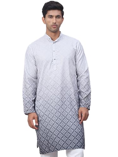 Image of Jompers Men Pure Cotton Straight Fit Ombre Kurta
