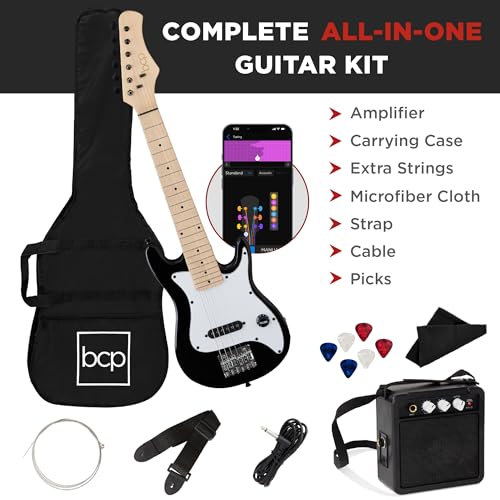 Image of Best Choice Products 30in Kids Electric Guitar Beginner Starter Kit w / 5W Amplifier, Strap, Gig Bag, Strings, Picks - Black