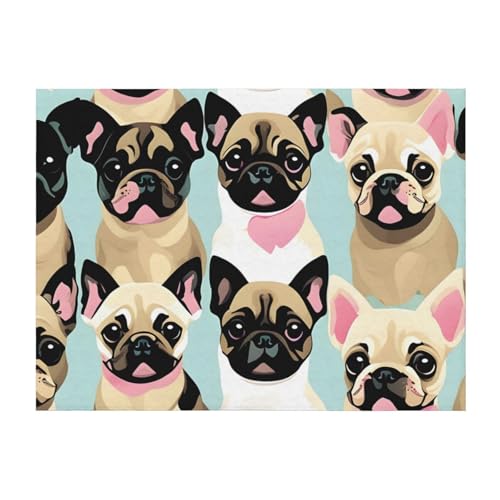 Couverture de lit microfibre carlin chihuahua légère et douillette