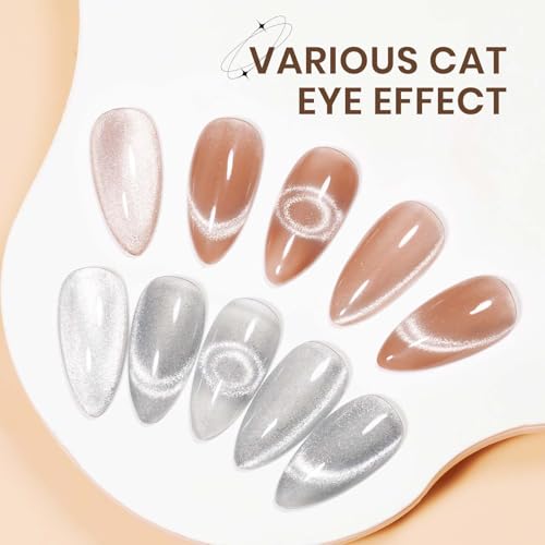 Esmalte de uñas gel efecto ojo de gato plateado nude 10ml miniatura 3