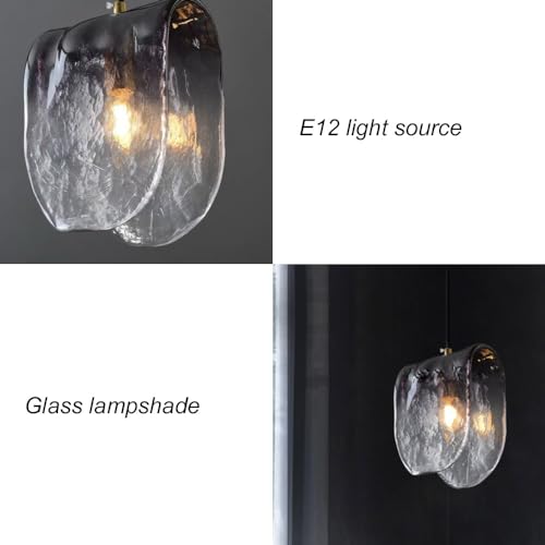 Lampe suspendue en verre gris fumé E12 avec câble réglable - 7