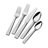 Mikasa Kyler Flatware Set for 12, 65 Piece 18/10 Stainless Steel Silverware with Modern Design and Serving Utensils, Durable, Stylish Dinnerware Service