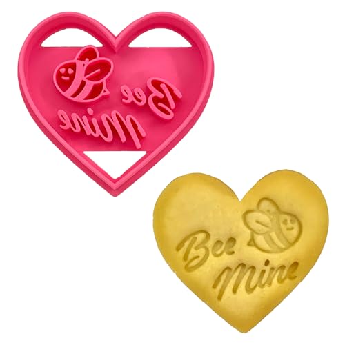 Custom Heart-shaped Cookie Cutter with Bee Mine Design - Handmade PLA Valentine's Day