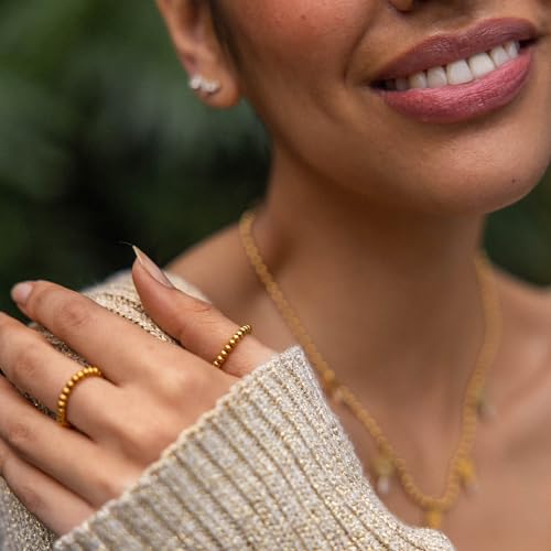 Purelei Bright Ring Damen Verstellbarer Edelstahlring, Wasserfester Schmuck, Goldener Ring mit Kugel-Design, Größen 50-60… – Ansicht 3