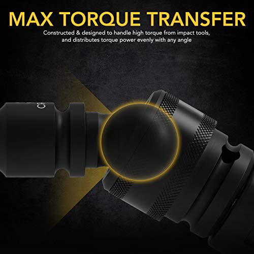 Lexivon Premium Impact Universal Joint Socket Swivel Set | 3-Piece Ball Spring Design 1/2", 3/8", And 1/4" U-Joint Drive | Cr-Mo Steel - Full Impact Grade (Lx-113) #TOP4