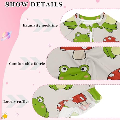 Girls One Piece Swimsuits Long Sleeve Swimsuit Zipper Bathing Suits Mushroom Green Frog3