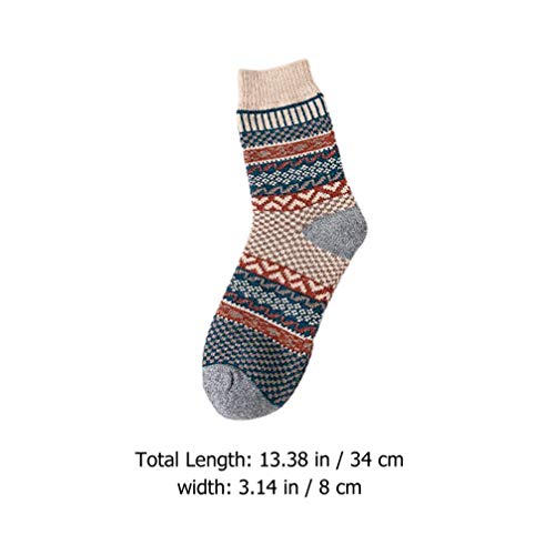 CLISPEED 5 Pares de Meias de LÃ£ Tricotada Meias Femininas Vintage Meias de Inverno RetrÃ´ Quente Me