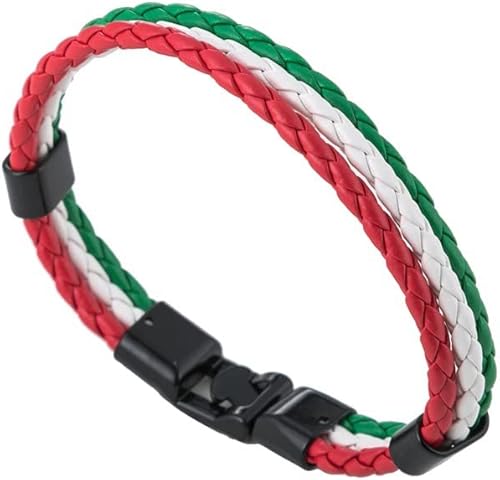 YIYIPRINCESS National Flag Bracelet Braided Leather Cuff Men Women Soccer Fan Wristband (Italy)