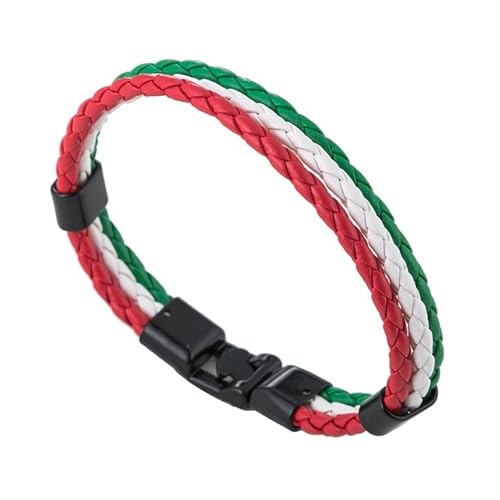 Yiyiprincess National Flag Bracelet Braided Leather Cuff Men Women Soccer Fan Wristband (Italy) #TOP19