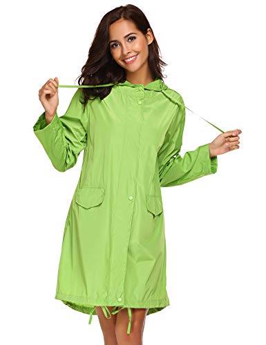SoTeer Outdoor Rain Coat Women Waterproof Long Hooded Trench Coats Windbreaker Travel Jacket