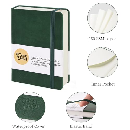 Image of 5.7x4.1in Hardcover Blank Sketchbook for Drawing 180gsm 96Pages,Dark Green