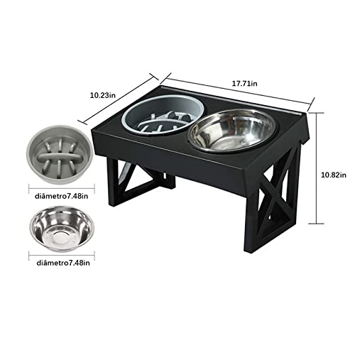 Tigela de aço inoxidável Tigela de comida de gato para cães, comedouro vertical com 2 tigelas de aço