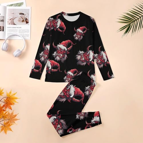 Merry Krampus Men's Pajamas Set Long Sleeve Sleepwear Soft 2 Piece Loung Set Pjs with Pockets3
