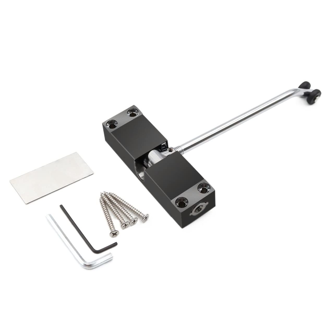 Lkfjnhepf Black Door Closer 40Kg Automatic Spring Door Closer Stainless Steel Adjustable Closing Silver Device Gold Hardware(Black)