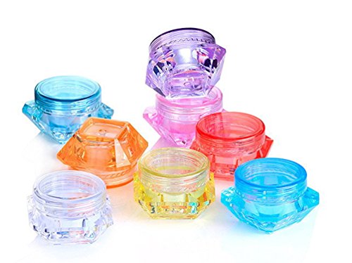 Ewanda Store 10 Pcs 5G/5Ml Fashion Cosmetic Sample Packing Empty Containers Bottles Plastic Clear Pot Jars With Different Color Lids For Face Cream,Eyeshadow, Nails, Powder And Beauty #TOP2