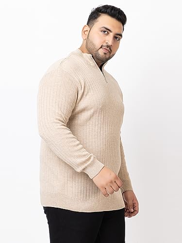 Image of Kvetoo Plus Size Men High Neck Zipper Full Sleeve Woolen Winter Sweater