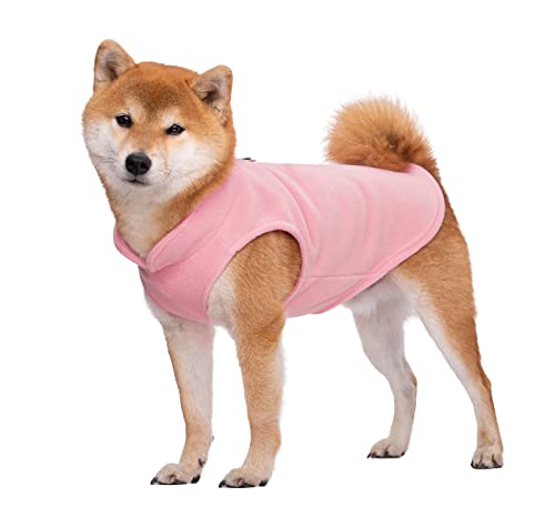 Dogs Jumpers Soft Fleece Vest, Cold Weather Jacket with Leash Ring for Small Dogs (Small, Light Pink), Small (for Chest 13.3inch)