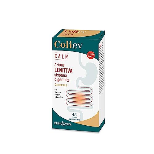 ERBA VITA Coli Ev Calm integratore alimentare, con Boswellia, utile come supporto della funzionalità del sistema digerente - Formato 45 Capsule