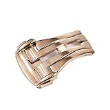 RORFFK Hebilla desplegable para correas de reloj Omega, cierre plegable, cinturón de inicio de sesión, 16mm, 18mm, 20mm, accesorios de correa de cuero, plata, oro y rosa(Rose gold,20mm)