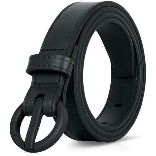 ITAY Women Metal Free Leather Belt - 25mm Nickel Free Belt for Women, TSA-Friendly No Metal Belts with Sturdy Plastic Buckle