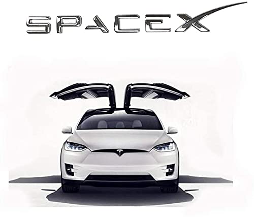 Top-Tech Space X Decals 3D Metal Car Rear Trunk Emblem Sticker Badge Decals Compatible Tesla Model 3 Model X Model S model Y Decorative Accessories (Silver plating)