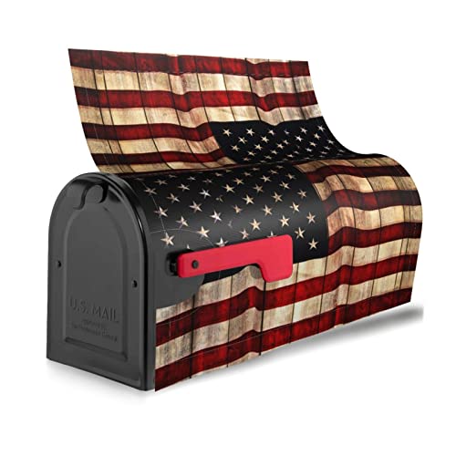 Image of Vintage American Flag Mailbox Covers Large Size 25.5x21 Inch Patriotic American Memorial Day Magnetic Mailbox Cover 4th of July Holiday Decorative Post Letter Box Cover for Yard Garden Entrance